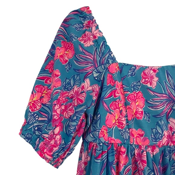 Lilly Pulitzer Orchid Oasis Delaney Dress Pleated Puff Sleeve Sundress - Picture 7 of 16